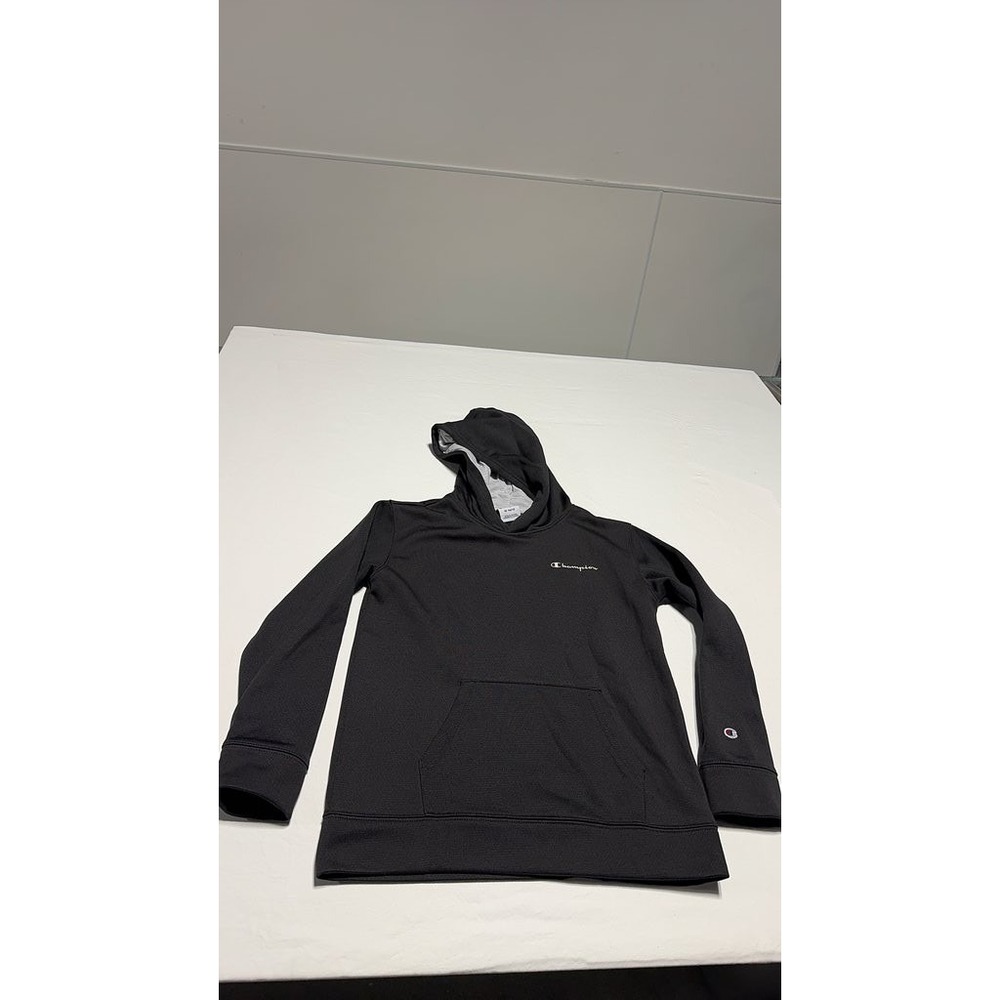 Champion Kids Black Hoodie Sweatshirt Size M 10/12 Casual Front Pocket Logo